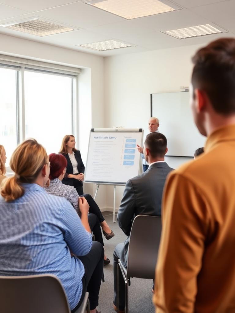 UK office workers attending a health and safety training session